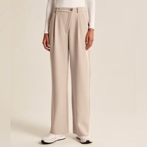 Abercrombie Tailored Relaxed Straight Pants - Taupe